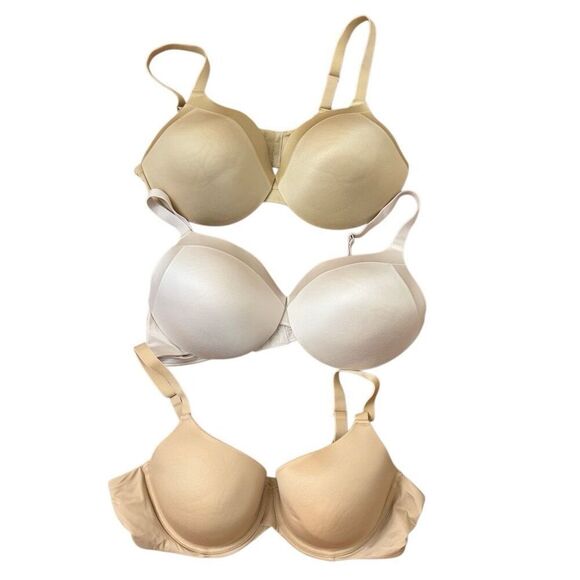 Maidenform (2) & Auden (1) Set of 3 Underwire Bras Nude Size 40C - Picture 1 of 6
